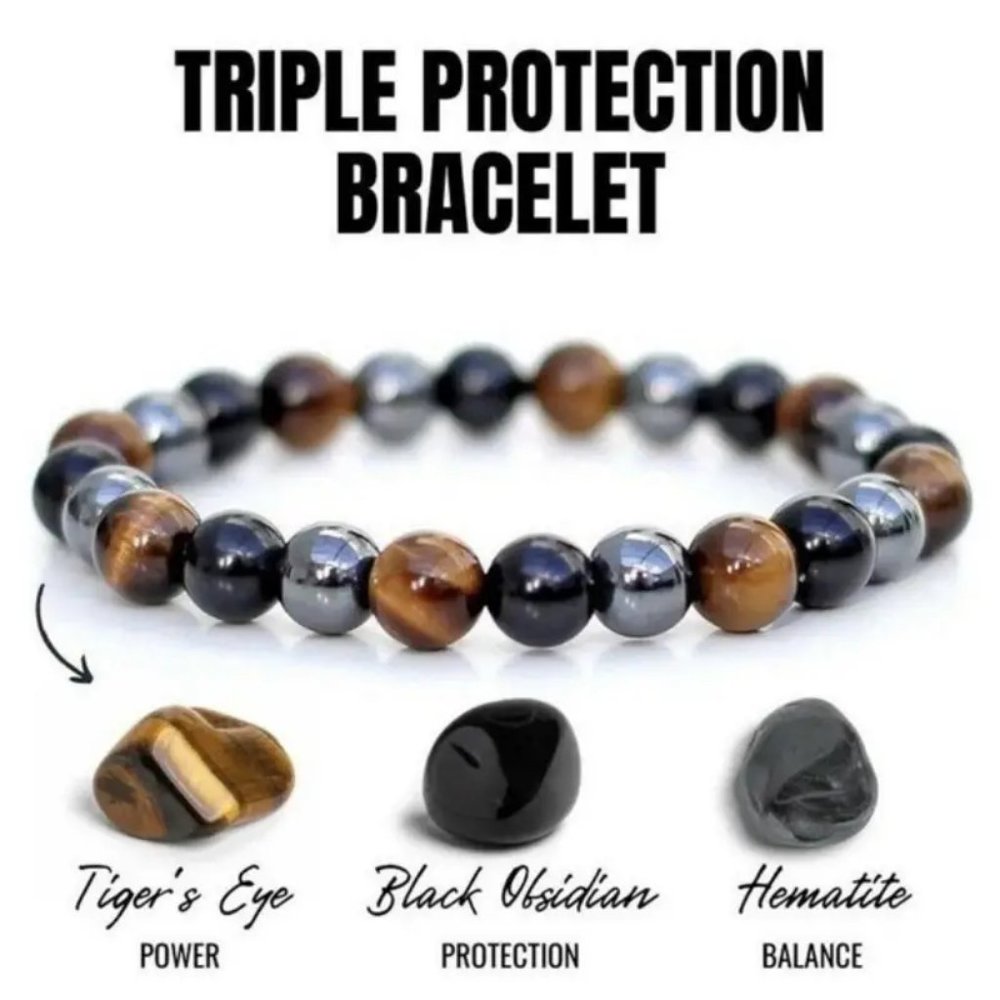 Stylish Men's Tigers Eye & Black Obsidian Bracelet 8mm